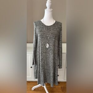 Soft Sweater Dress Long Sleeves Gray size Large